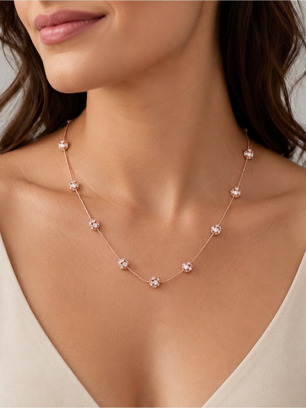 Simply Vera Vera Wang Rose Gold Tone Fireball Collar Necklace